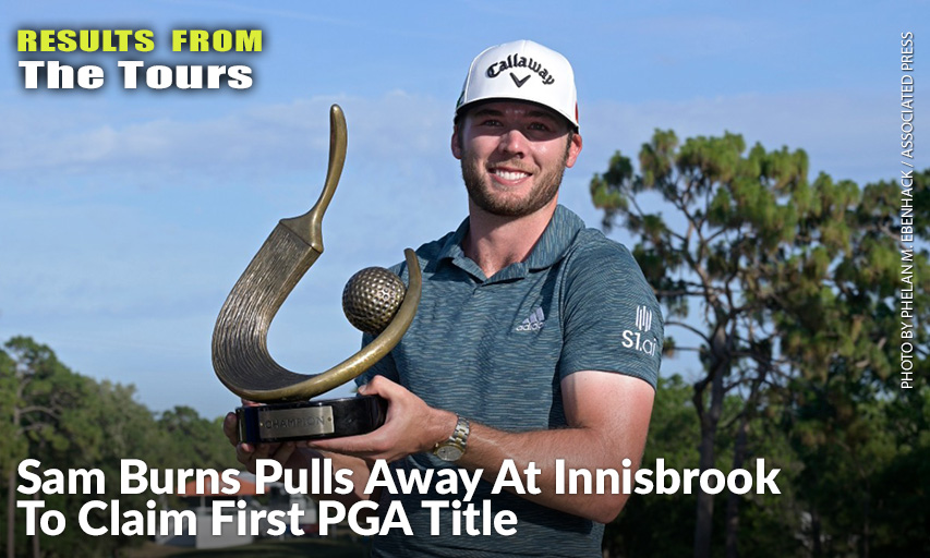 Sam Burns Poses With The Championship Trophy After Winning The Valspar Championship. Sam Burns wins Valspar Championship