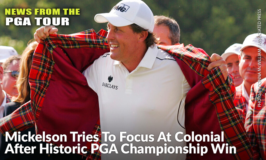 Phil Mickelson Puts On The Traditional Red Plaid Jacket After Winning The 2008 Colonial. The 2021 Tournament Is Expected To Be Two-Time Colonial Champion Mickelson's Final Tournament Before His Hometown U.S. Open. Phil Mickelson wins 2008 Colonial