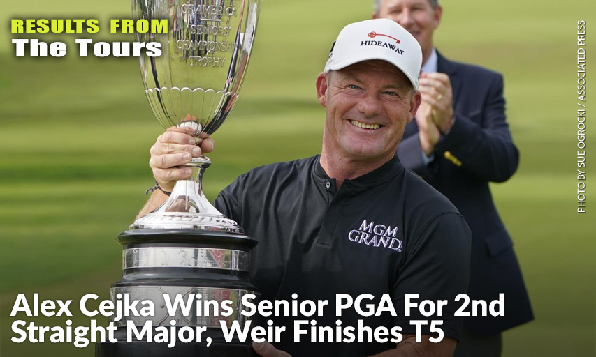 Alex Cejka Holds The Alfred S. Bourne Trophy After winning The Senior PGA Championship. Alex Cejka