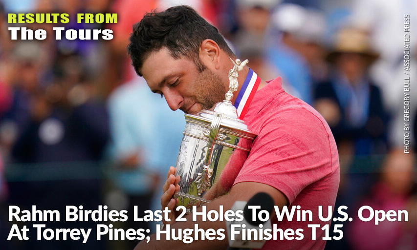 Jon Rahm Holds The Champions Trophy After The Final Round Of The 2021 U.S. Open. Jon Rahm