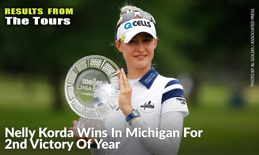 Nelly Korda Holds The Trophy After Winning The Meijer LPA Classic. Nelly Korda
