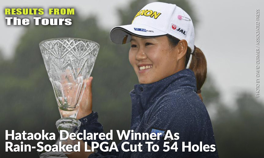 Nasa Hataoka Holds The Championship Trophy After Winning The Marathon Classic LPGA.