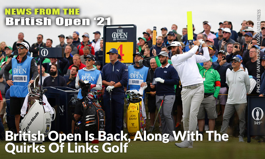 Dustin Johnson Plays His Tee Shot On The 4th During A Practice Round For The 2021 British Open. Dustin Johnson