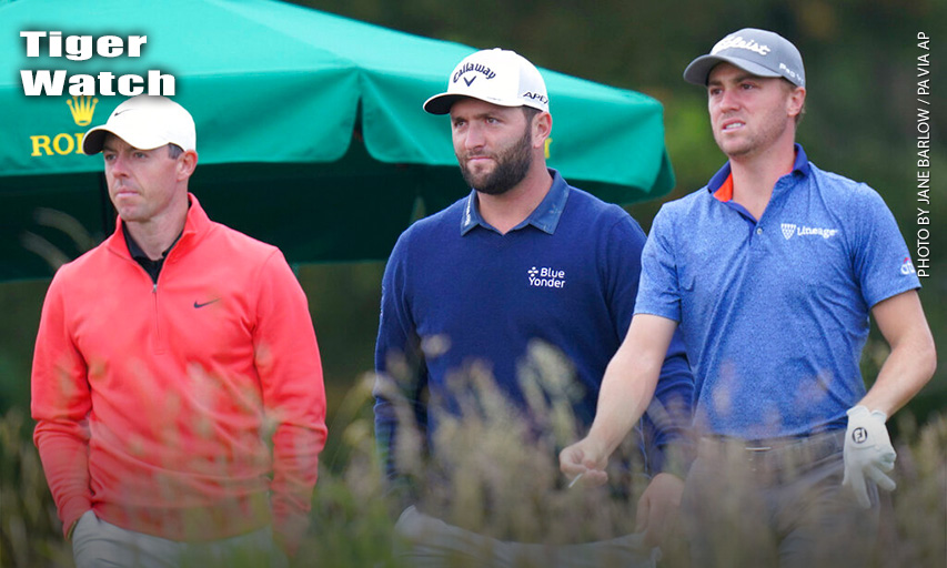 Rory McIlroy, Jon Rahm and Justin Thomas