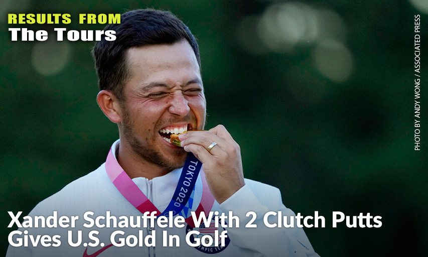 Xander Schauffele Bites His Gold Medal In Men’s Golf At The 2020 Summer Olympics. Xander Schauffele