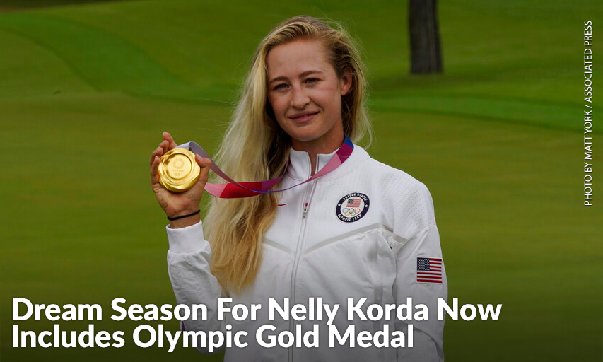 Nelly Korda Poses With Her Gold Medal, Won In The Women’s Golf Event At The 2020 Summer Olympics. Nelly Korda