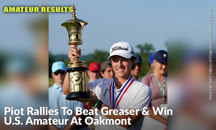 James Piot Lifts The Trophy After Defeating Austin Greaser On The 17th Hole To Win The U.S. Amateur Championship. James Piot