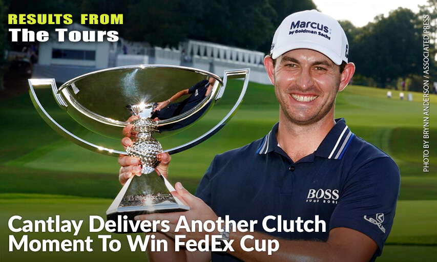 Patrick Cantlay Poses With The Trophy After Winning The TOUR Championship. Patrick Cantlay