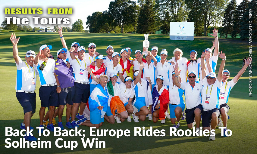 Team Europe Poses After They Defeated The United States At The Solheim Cup.