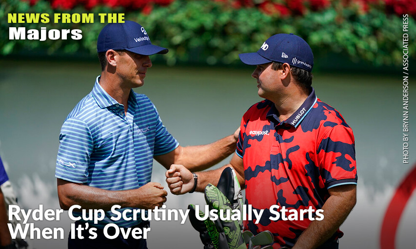 Billy Horschel & Patrick Reed Greet Each Other On The First Tee During The First Round Of The TOUR Championship. Billy Horschel and Patrick Reed