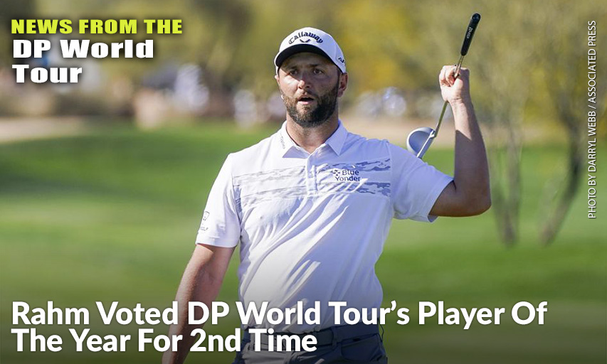 Jon Rahm Gestures After Putting On The Eighth Green During The 2022 Phoenix Open. Jon Rahm
