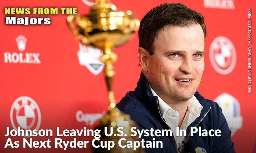 Zach Johnson Sits Next To The Ryder Cup Trophy After Being Named The 2023 United States Ryder Cup Captain. Zach Johnson