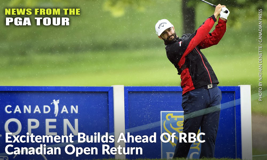 Canadian Adam Hadwin Hits His Tee Shot On The 18th Hole During The Pro-Am At The 2019 RBC Canadian Open. Adam Hadwin