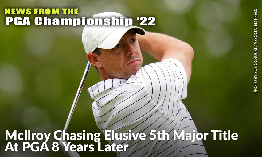 Rory McIlroy, Watches His Tee Shot During A Practice Round For The 2022 PGA Championship. Rory McIlroy