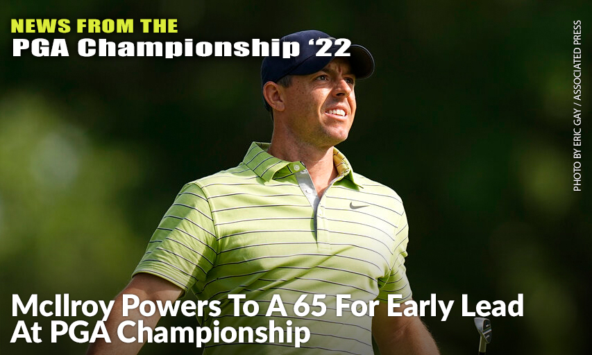 Rory McIlroy Hits From The Fairway On The 15th Hole During The First Round Of The 2022 PGA Championship. Rory McIlroy