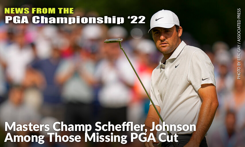 Scottie Scheffler Watches His Putt On The 15th Hole During The Second Round Of The 2022 PGA Championship. Scottie Scheffler